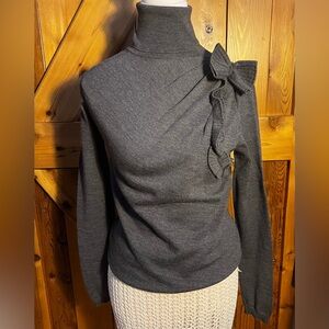 Red Valentino Gray Sweater with Bow Tie Detail